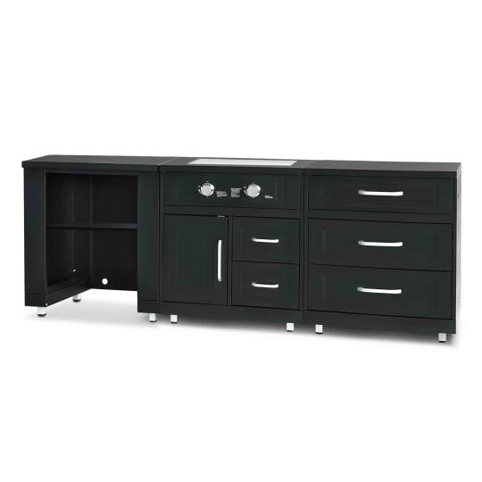 Cucina esterna in acciaio a 3 elementi con piano cottura a gas