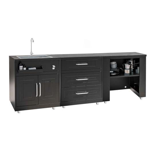 Cucina da esterno in metallo con lavatoio da esterno e spazio - 3 moduli | Oviala