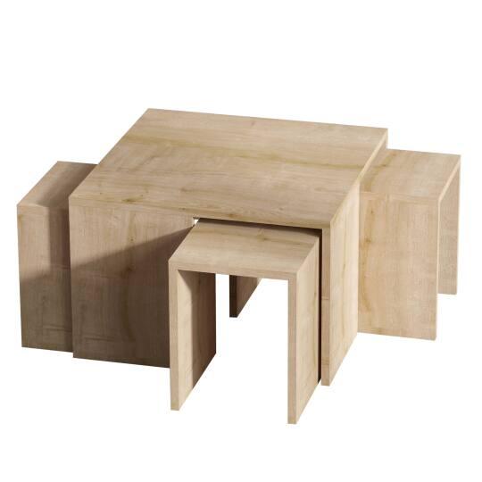 Tavolini estraibili effetto legno quadrati 60x60 cm stile scandinavo - Per 2 | Oviala