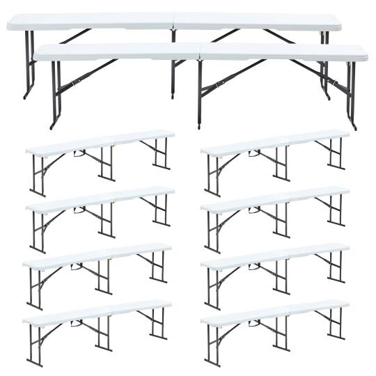 Panchine pieghevoli 3 posti 180 cm - Set di 10 | Oviala