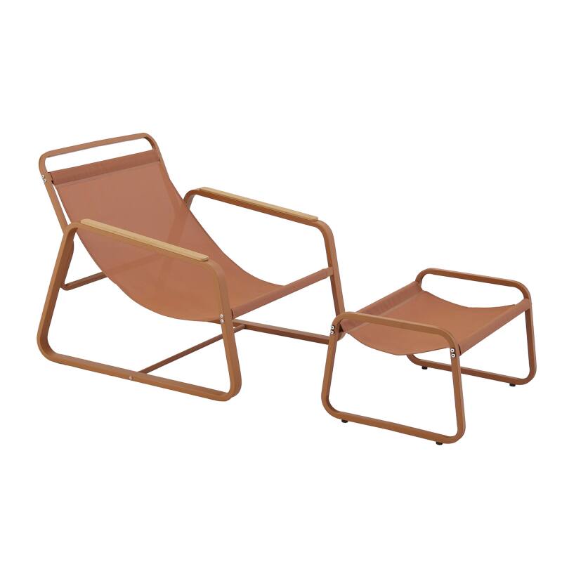 Poltrona relax in acciaio e Textilene con poggiapiedi