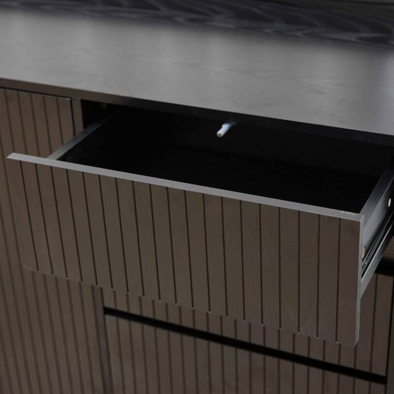 Credenza 2 ante e 3 cassetti in acciaio e MDF decoro melaminico 150 cm (5/7)