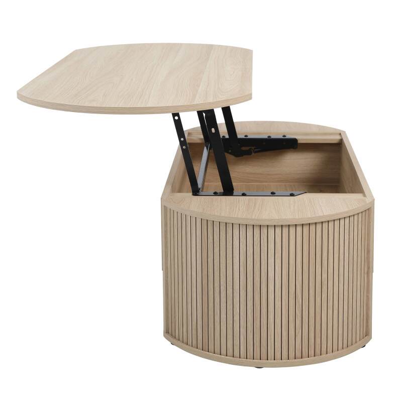 Tavolino da salotto ovale alzabile in melaminico effetto legno (6/7)