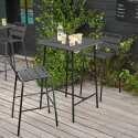 Tavolo alto da esterno bistrot quadrato in metallo 70x70 cm e 2 sedie alte - Lifestyle