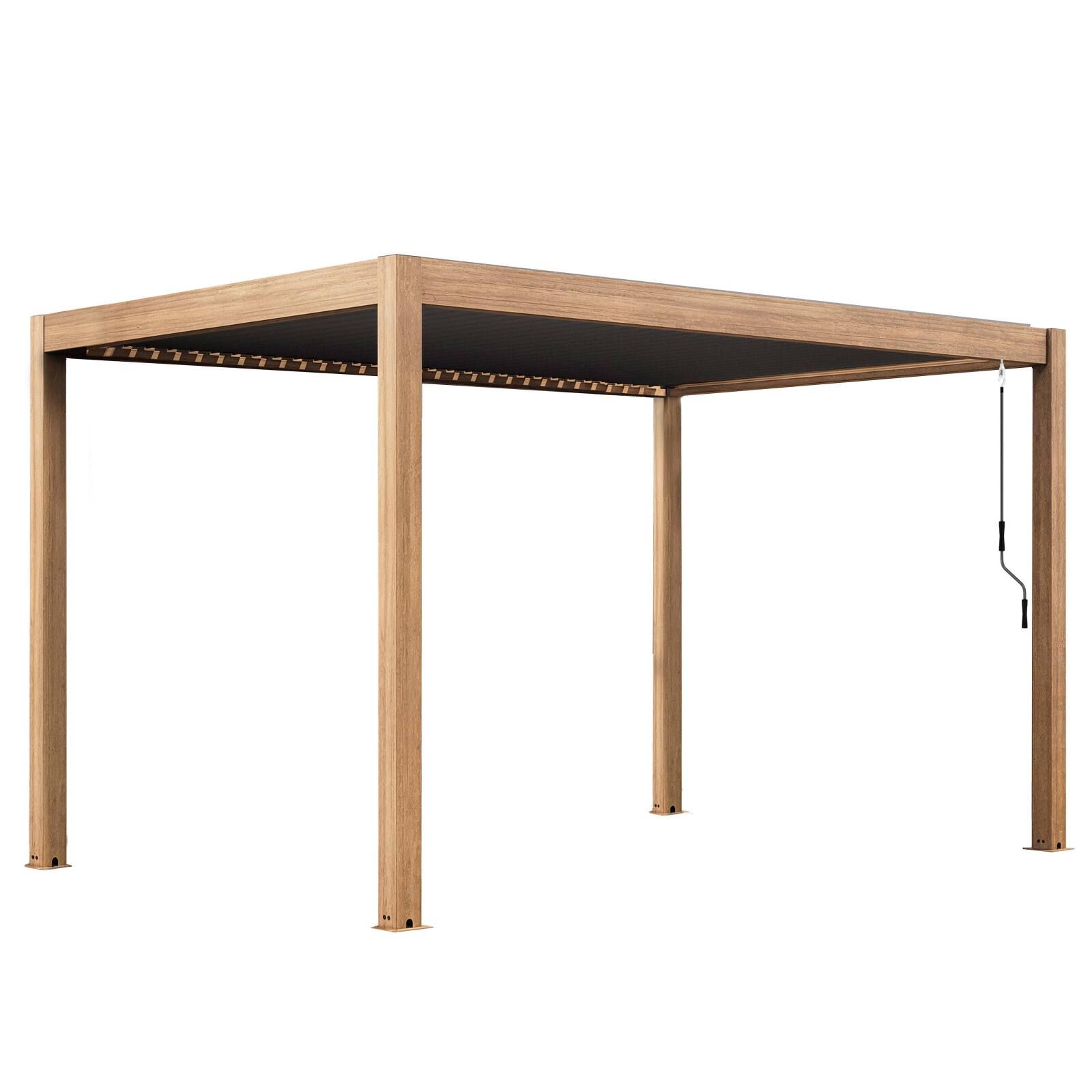 Pergola bioclimatica autoportante 4x3 m in alluminio effetto legno