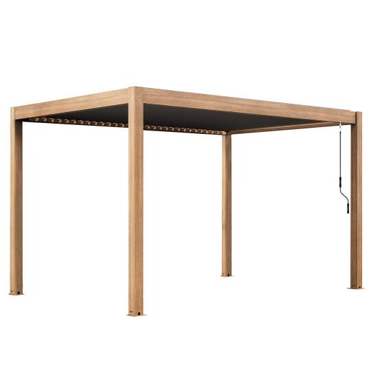 Pergola bioclimatica autoportante 4x3 m in alluminio effetto legno