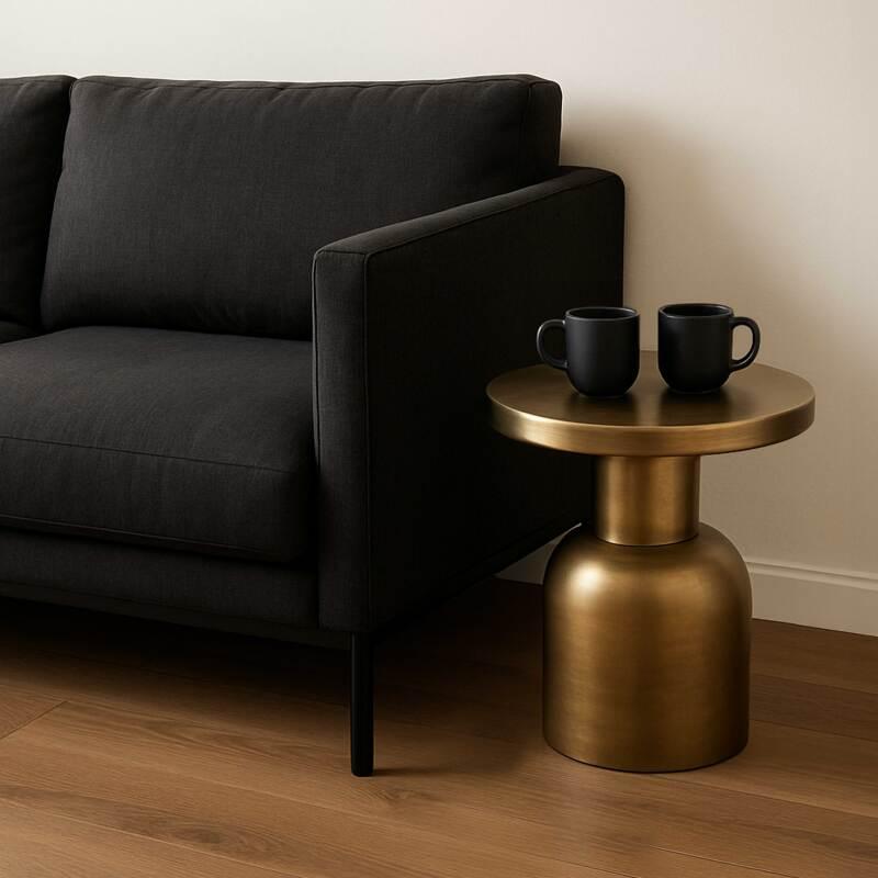 Tavolino da salotto in metallo dorato rotondo Ø40 cm - Lifestyle