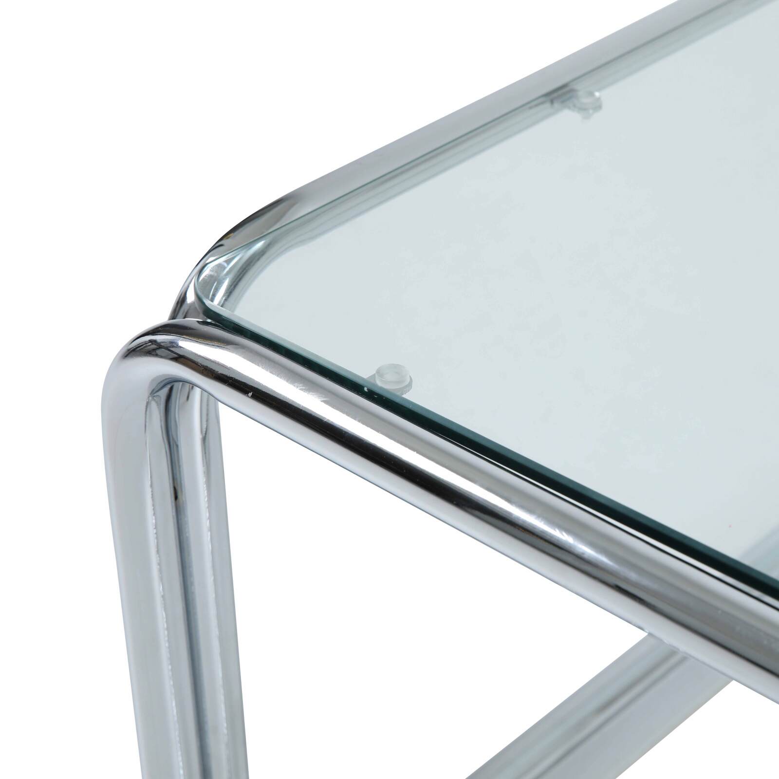 Tavolino da salotto in vetro temperato rettangolare 110x50 cm