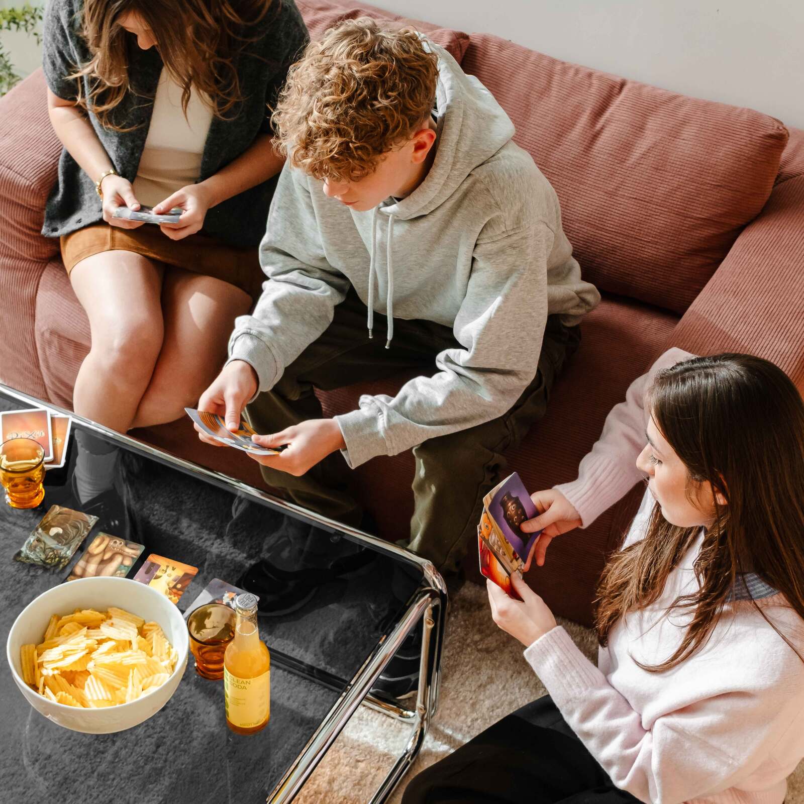 Tavolino da salotto in vetro temperato quadrato 90x90 cm