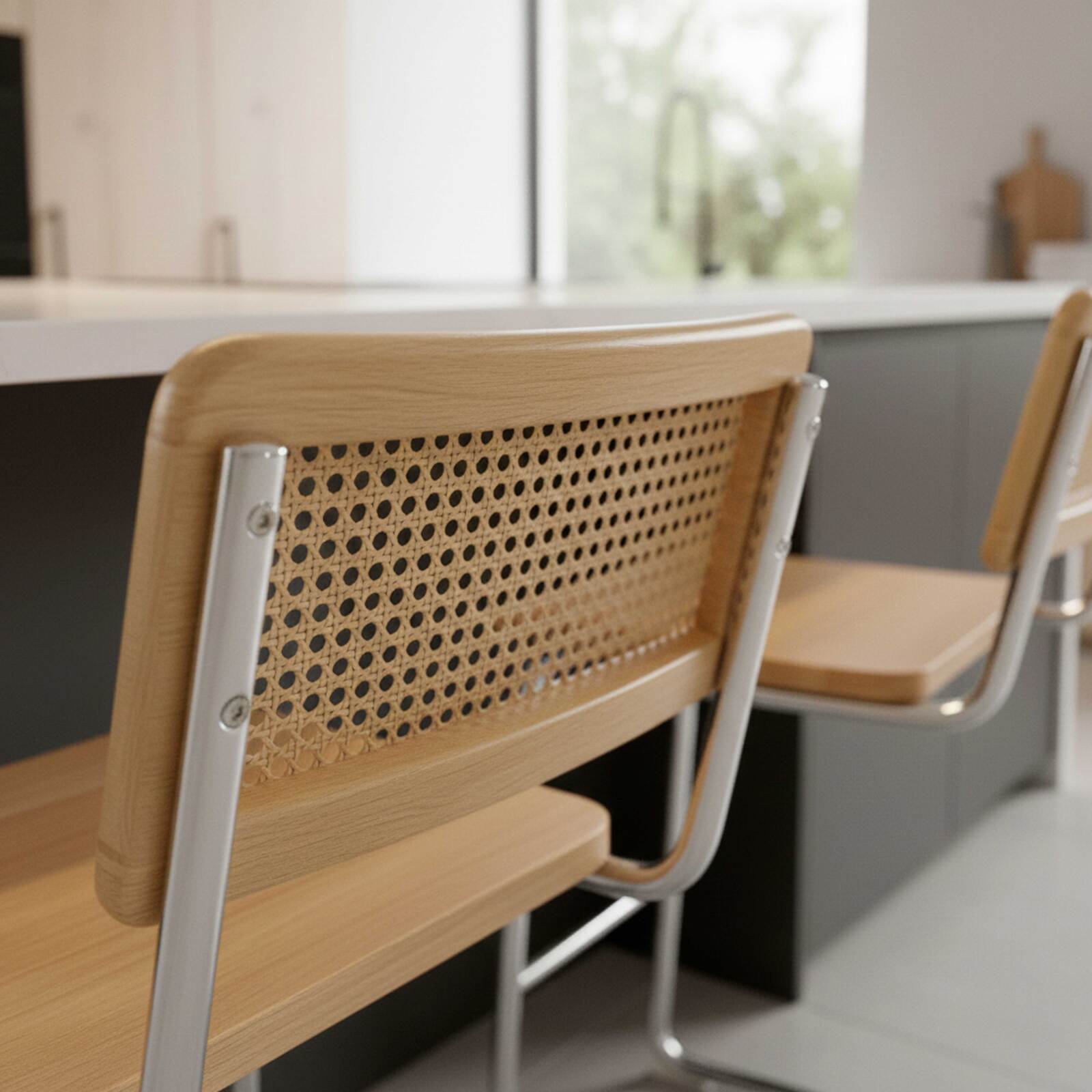 Sedie alta in legno e metallo - Set di 2