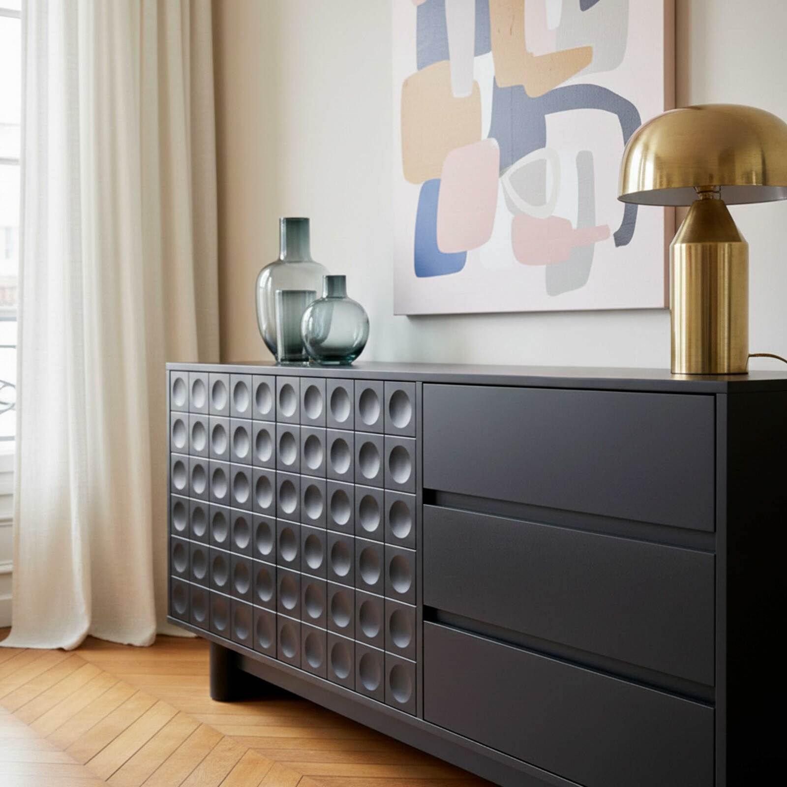 Buffet tinta unita 2 ante 3 cassetti 160 cm