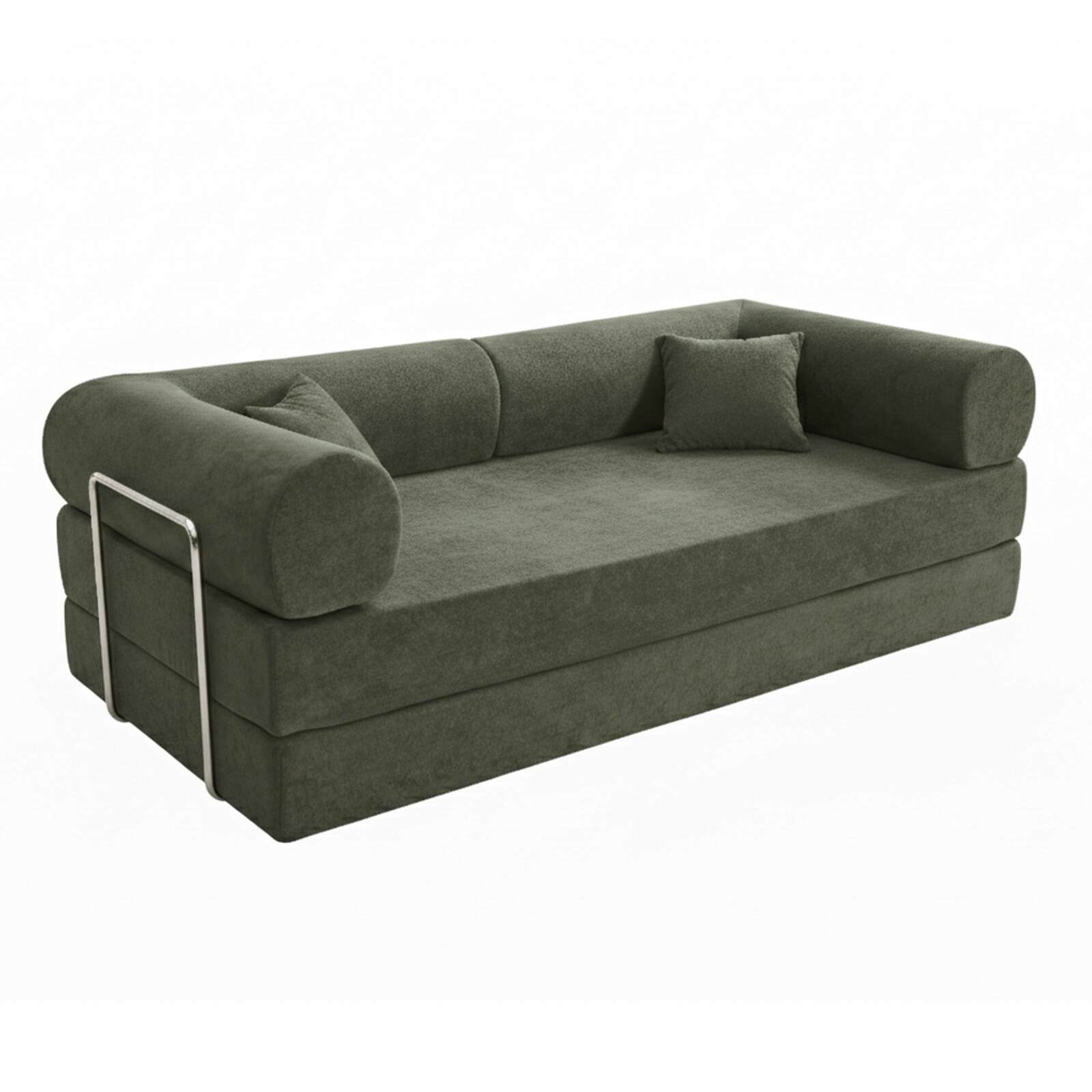 Divano letto 2 posti in tessuto con cuscini