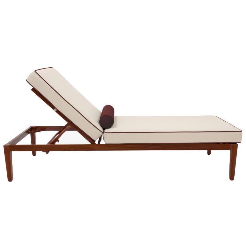 Sdraio da giardino in alluminio effetto legno reclinabili 4 posizioni con cuscino - Set di 2 (4/7)