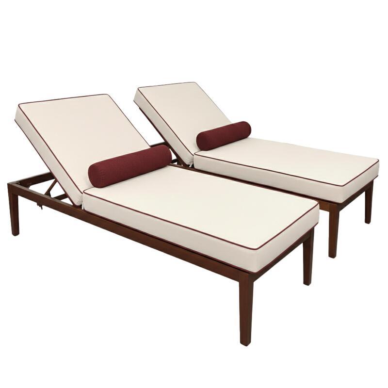 Sdraio da giardino in alluminio effetto legno reclinabili 4 posizioni con cuscino - Set di 2