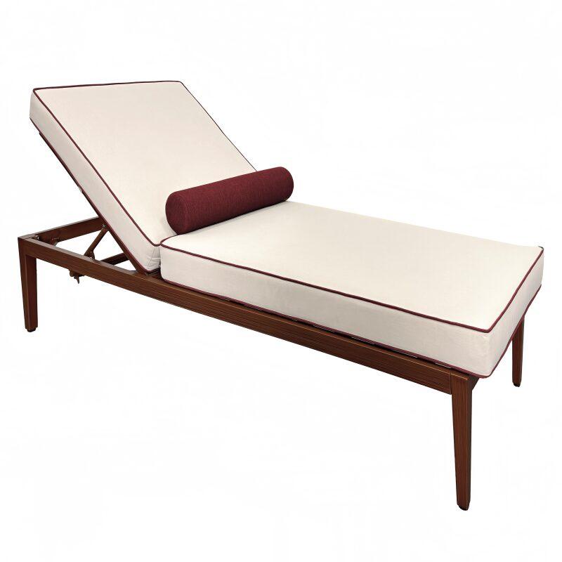 Sdraio da giardino in alluminio effetto legno reclinabili 4 posizioni con cuscino - Set di 2 (3/7)