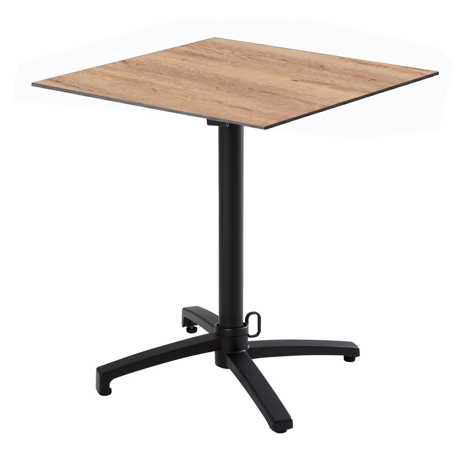 Tavolo da giardino bistrot quadrato reclinabile in alluminio nero per 4 persone 60x60 cm