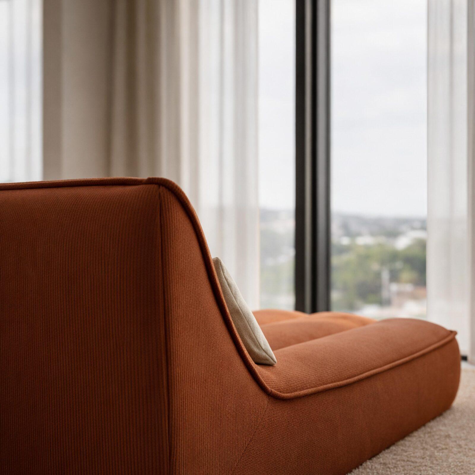 Chaise longue in tessuto per divano modulare