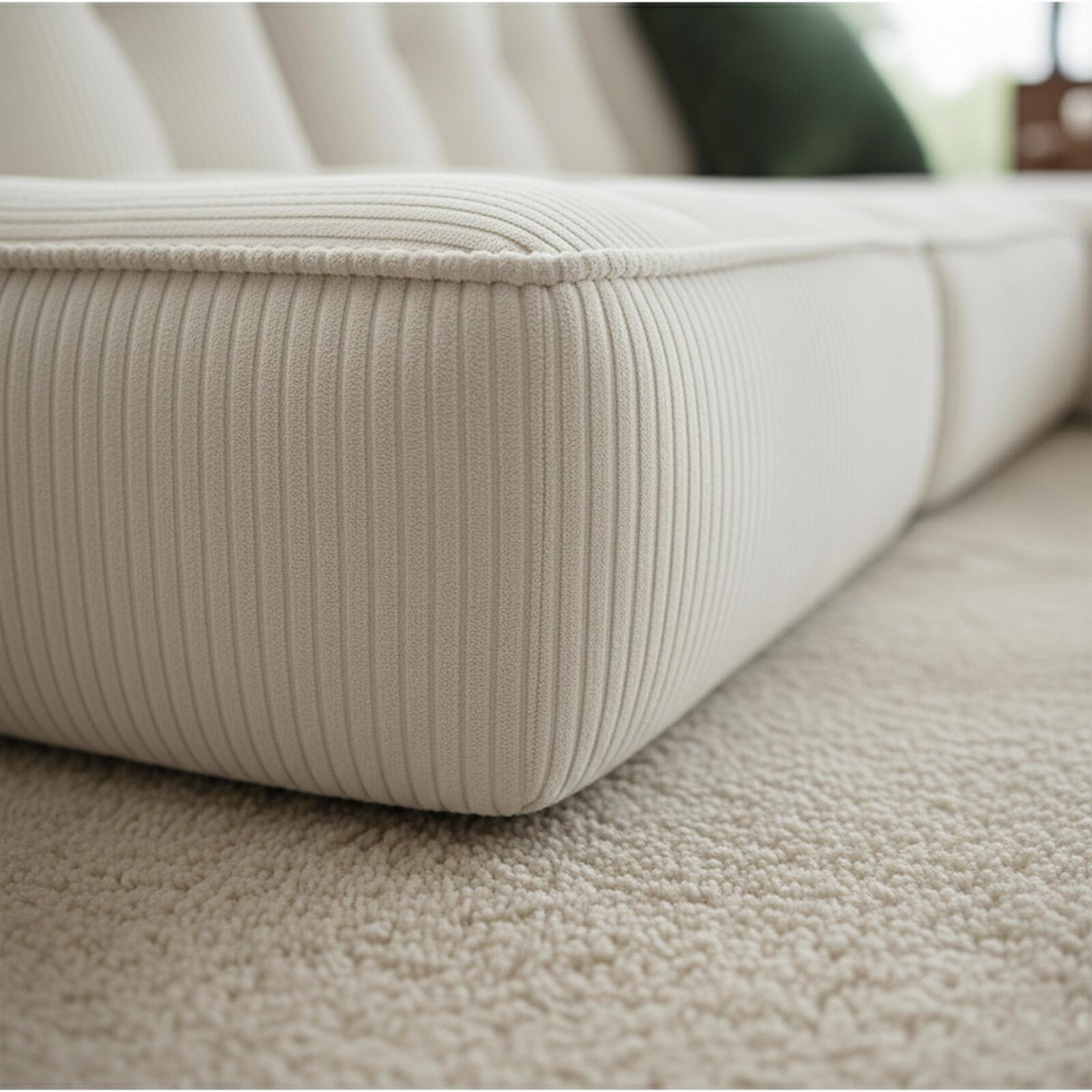 Divano modulare 4 posti in tessuto a coste con chaise longue