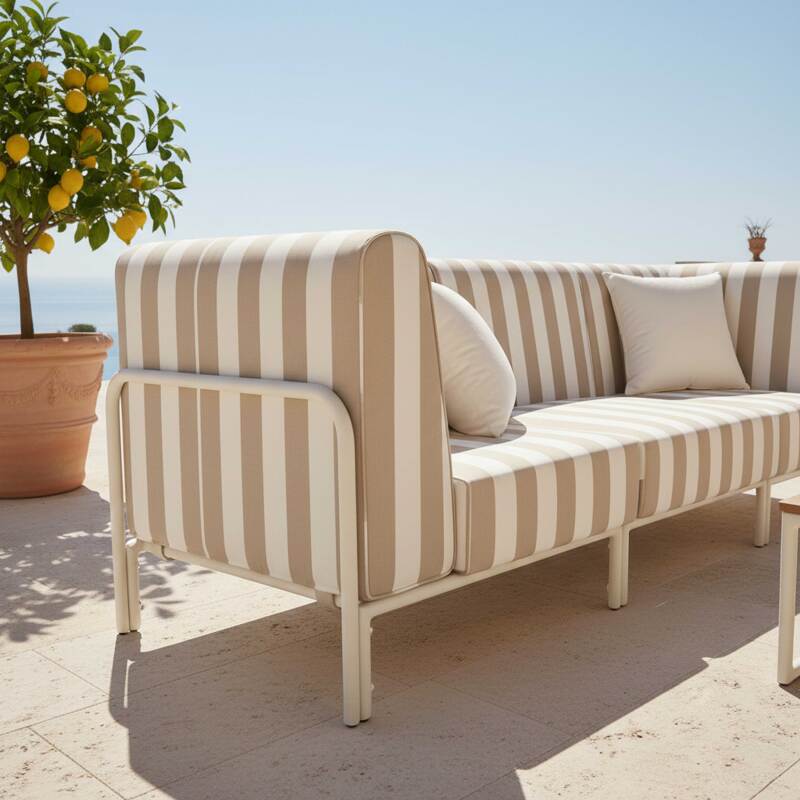 Divano modulare da esterno a righe 3 posti con 1 poltrona e 2 poltrone angolari (2/8)