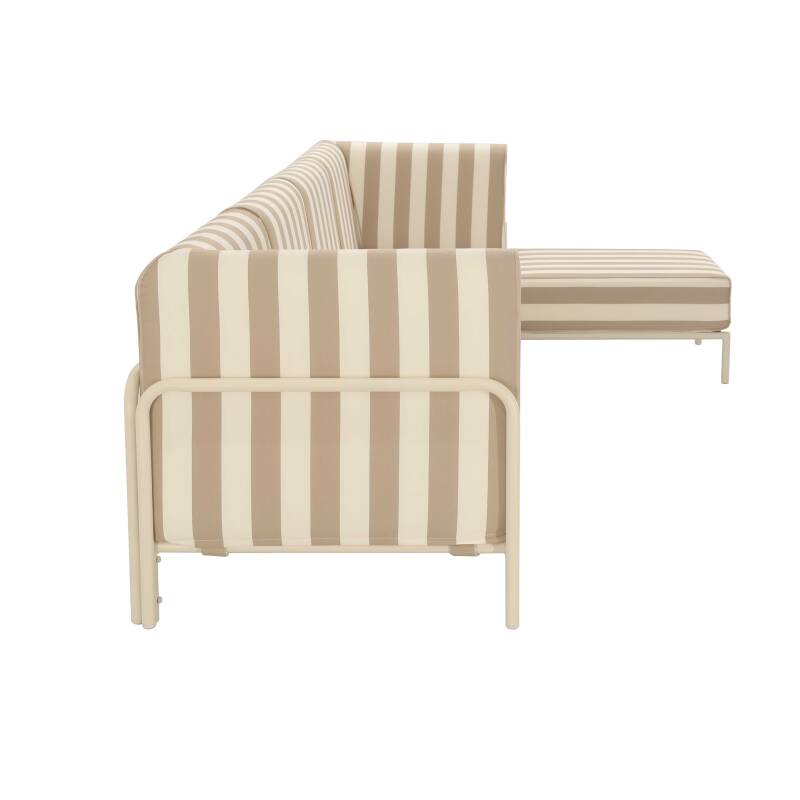 Divano modulare da esterno a righe 5 posti con 2 poltrone, 2 poltrone angolari e 1 pouf (6/8)