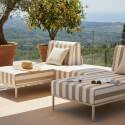Divano modulare da esterno a righe 2 posti con 2 chaise longue e 1 pouf