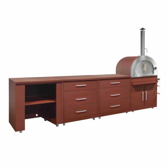 Cucina da esterno in metallo con forno a legna e spazio - 4 moduli | Oviala