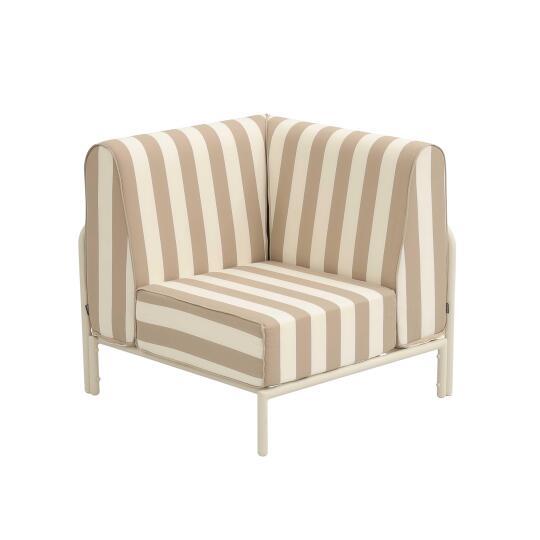 Poltrona angolare a righe per divano modulare da esterno