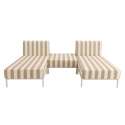 Divano modulare da esterno a righe 2 posti con 2 chaise longue e 1 pouf