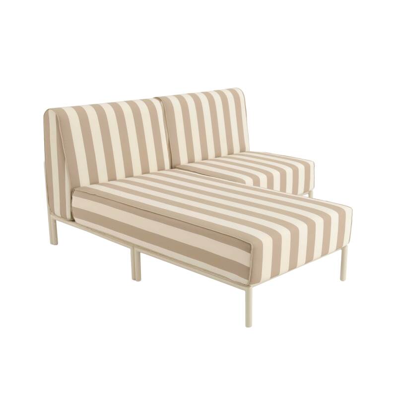 Divano modulare da esterno a righe 2 posti con 1 poltrona e 1 chaise longue