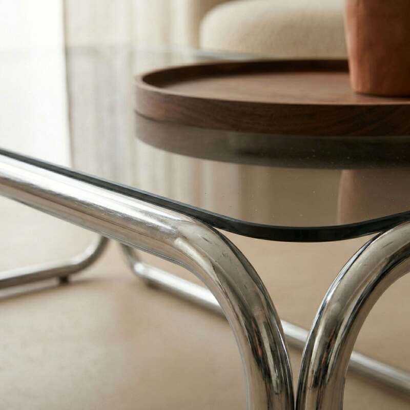 Tavolino da salotto in vetro temperato rettangolare 110x50 cm (3/8)