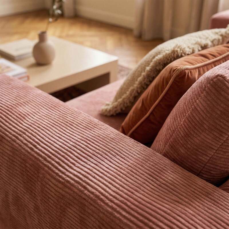 Divano 2 posti in tessuto a coste con cuscini (7/8)