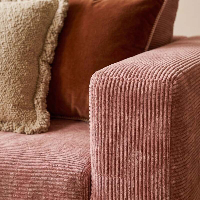 Divano 2 posti in tessuto a coste con cuscini (6/8)