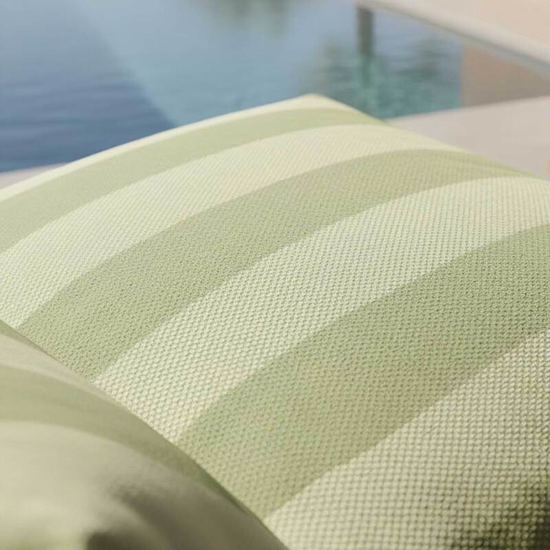 Divano modulare da esterno a righe 4 posti con 2 poltrone, 1 poltrona angolare, 1 chaise longue e 1 pouf (3/7)