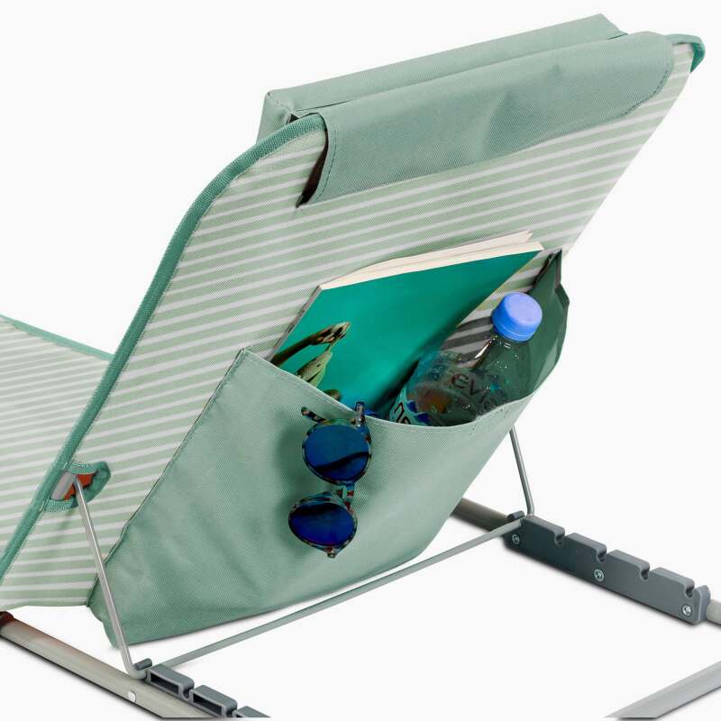 Set di 2 lettini da mare pieghevoli a righe reclinabili in 5 posizioni (3/7)